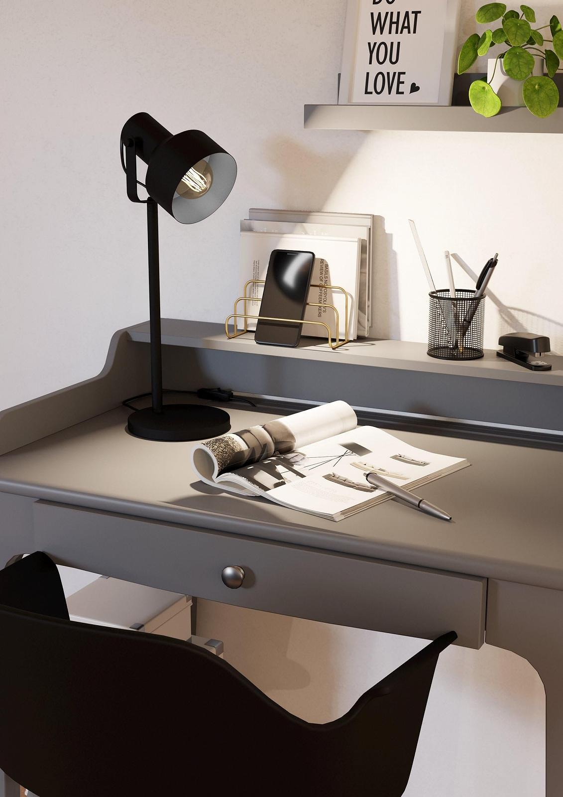 Настільна лампа EGLO Casibare 1-лампова Індустріальна Металева з вимикачем E27 Чорна, фото №3