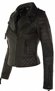 Кожаная Байкерская Куртка Infinity Leather Женская, стеганая, матовая черная, модная куртка из натуральной кожи ягненка наппа synthetic.ua - Фото 1