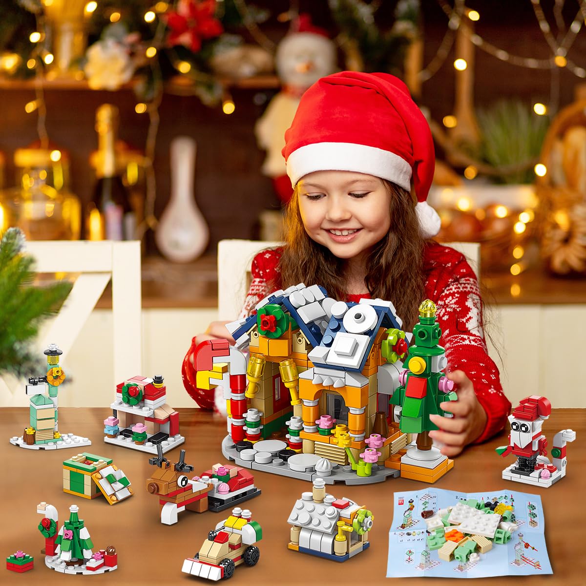 Конструктор CUBIMANA 24 Pack Christmas Building Kits з LED світлом 1122-Piece, фото №5