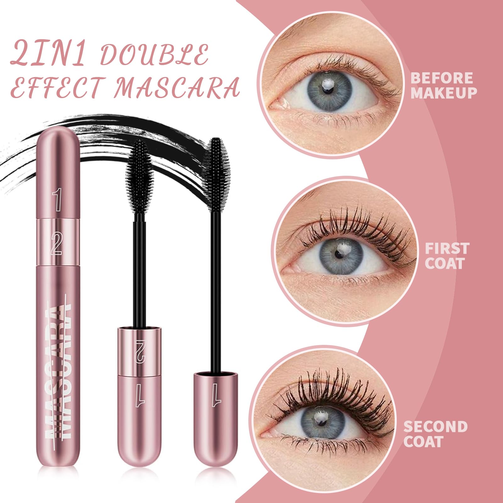 Mascara XiXiRan 2-in-1, водостойкая для чувствительных глаз, длинные густые объемные ресницы, фото №3