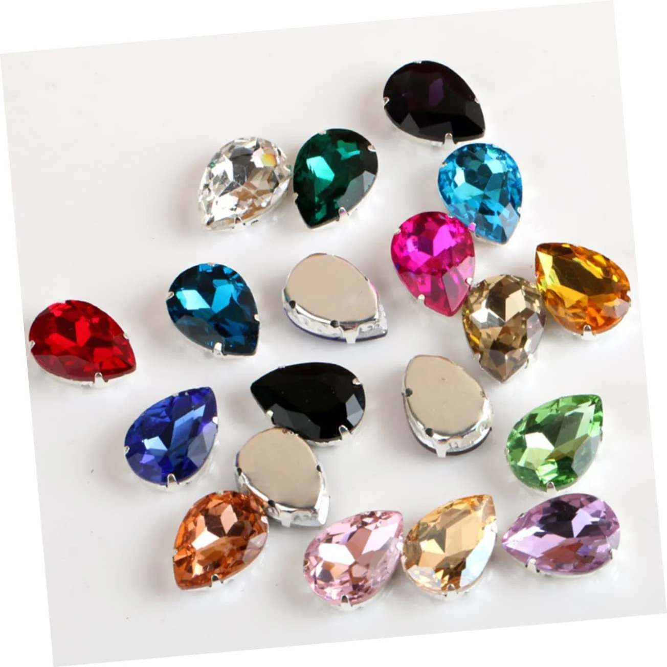 Пришивные кристаллы SEWACC, 50 шт., кристаллы с коготками, смешанные формы, каплевидные кристаллы, самоцветы в форме слезы для одежды, кристаллы в форме водяной капли, зеленый, фото №3