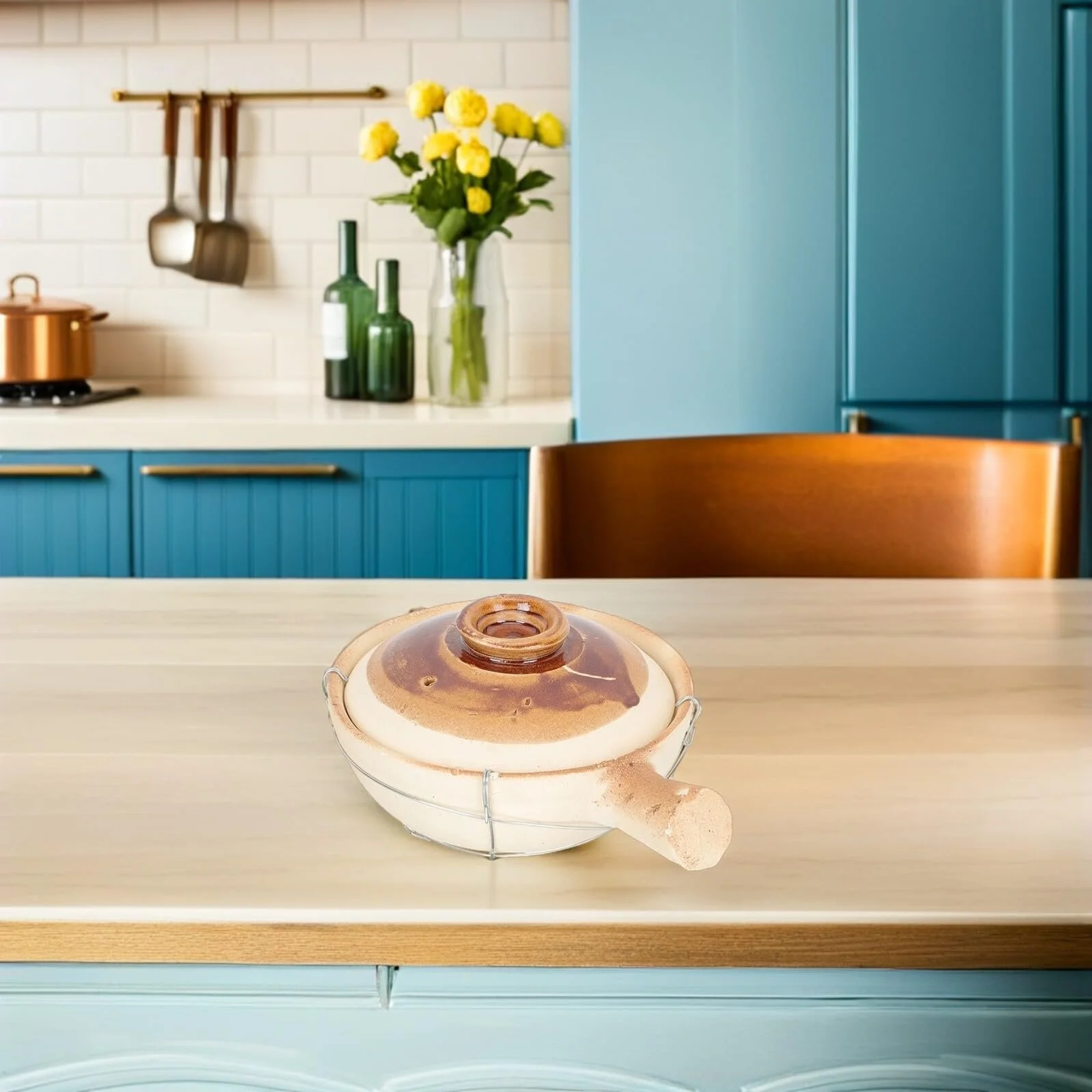 Кастрюля-керамический горшок С одной ручкой Белый, фото №4