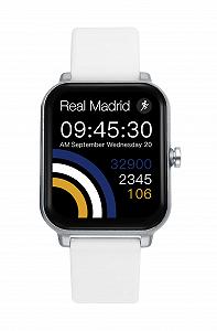 Смарт-часы Real Madrid RM2001 Унисекс 43.6 x 37.5 мм Элегантный Расширенные функции Белый Современный - Фото 1