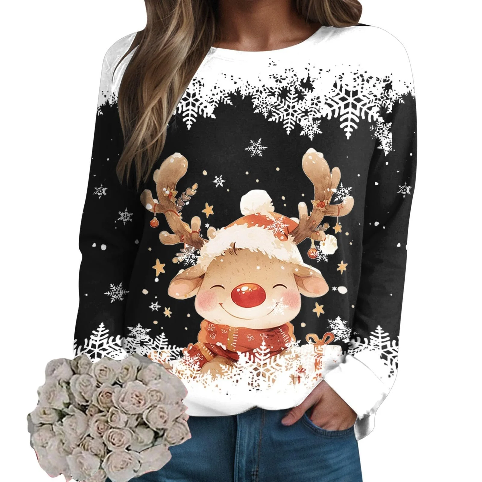 Різдвяний светр PMUAFG Жіночий з різдвяним мотивом, фото №1 Різдвяний светр PMUAFG Жіночий з різдвяним мотивом, фото №1