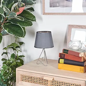 Настільна лампа HOFSTEIN Cuan Метал / Тканина 12.5 см 29 см E14 Сріблястий/Сірий synthetic.ua - Фото 1