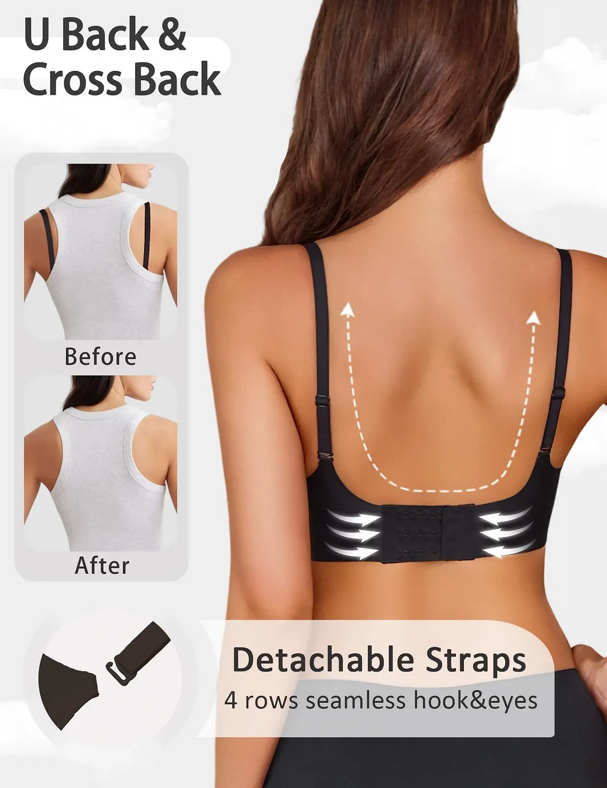 Бесшовный бюстгальтер Avidlove Classic Push Up без косточек с мягкими чашками V-образный вырез, фото №3