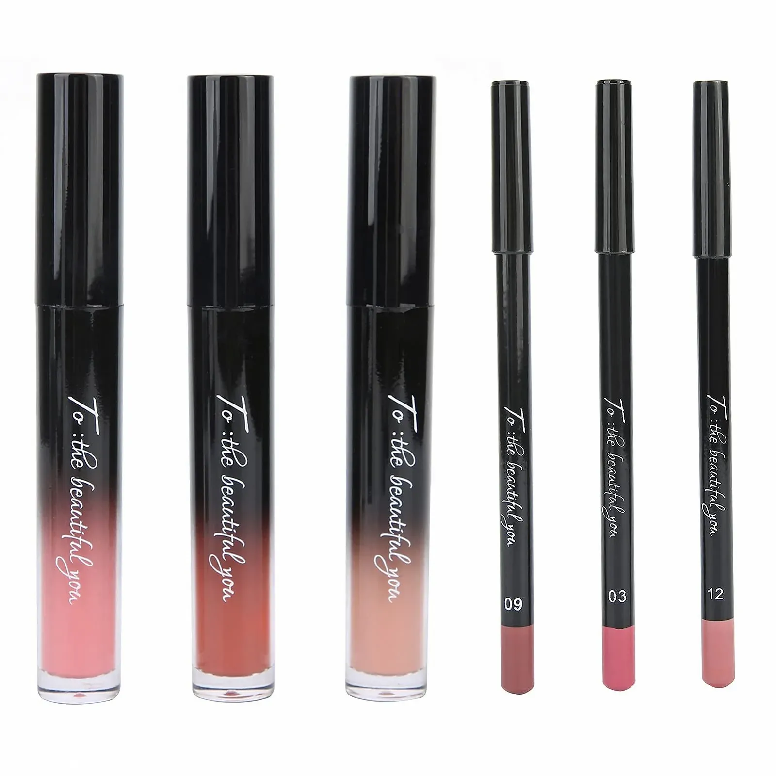 Набір блисків для губ та олівців для губ 6 шт, фото №1 Набір блисків для губ та олівців для губ 6 шт, фото №1