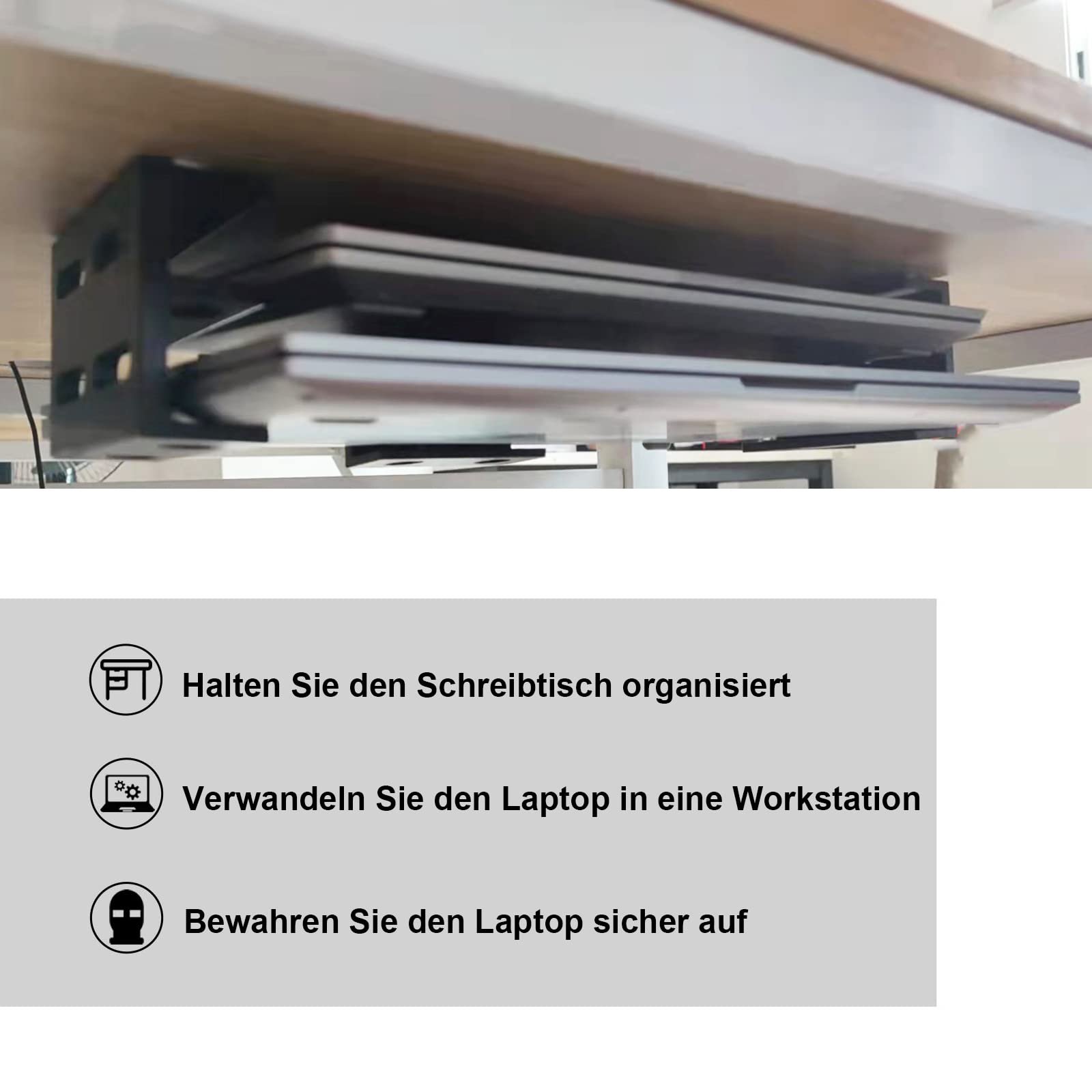 Кронштейн для ноутбука PIAOLGYI Під стіл для Notebook MacBook Сумісний з 2 шт 0-30 мм Двошаровий пластик (3 шт в упаковці), фото №5 Кронштейн для ноутбука PIAOLGYI Під стіл для Notebook MacBook Сумісний з 2 шт 0-30 мм Двошаровий пластик (3 шт в упаковці), фото №5