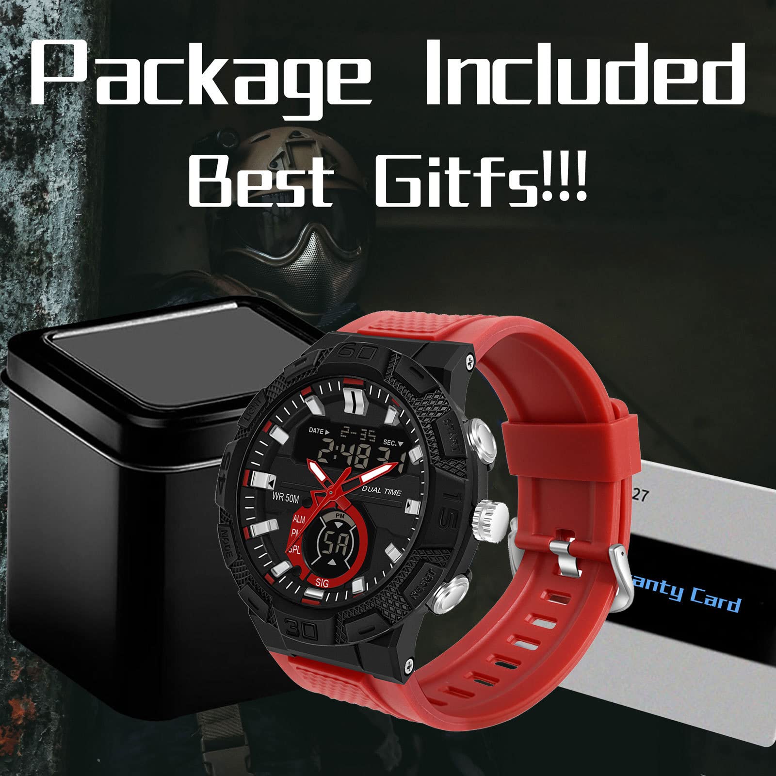 Годинник findtime Цифровий Аналоговий Чоловічий 5ATM Світлодіодне підсвічування 12/24H Будильник Хронометр, фото №5