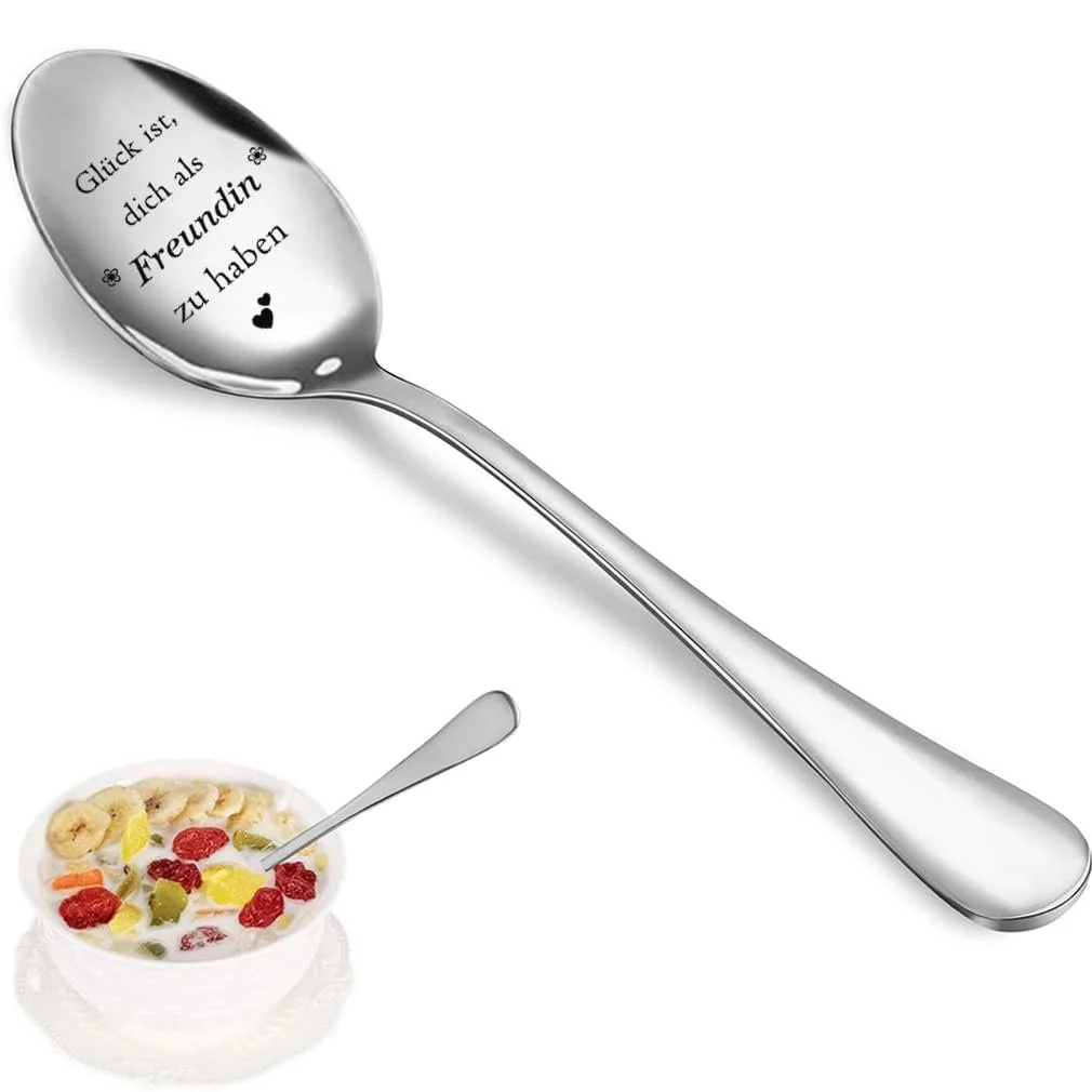 Ложка з нержавіючої сталі Gl",uck ist, dich als Freundin zu haben Подарунок на день народження, фото №4 Ложка з нержавіючої сталі Gl",uck ist, dich als Freundin zu haben Подарунок на день народження, фото №4