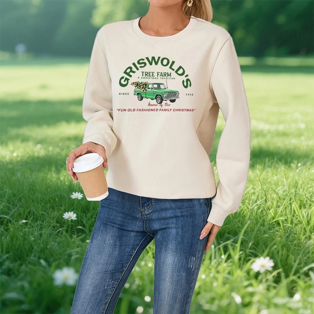 Женский Свитшот MLZHAN Griswold's Tree Farm, Теплый Осенний Зимний Рождественский Семейный Принт, Длинный Рукав, фото №2