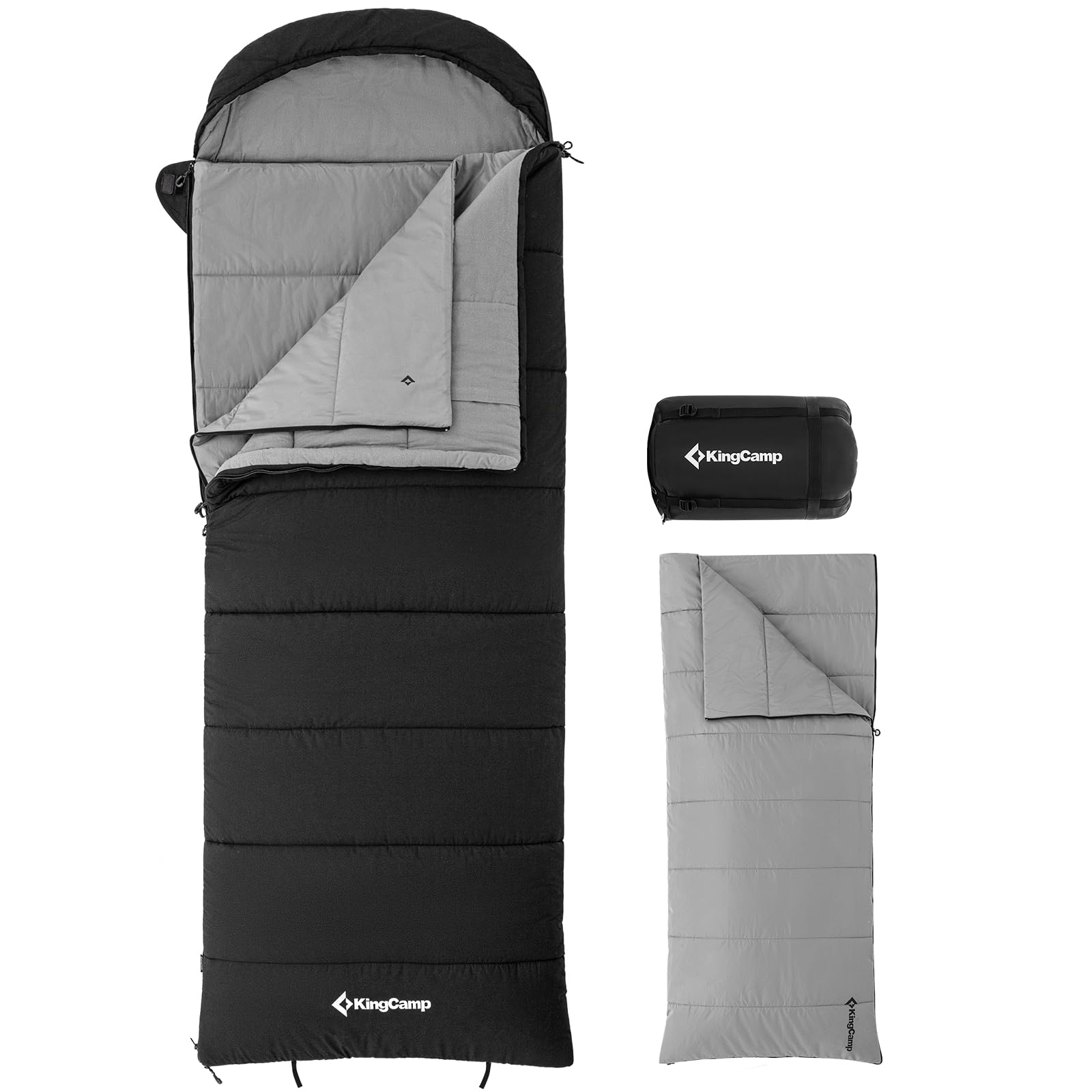 Спальный мешок Kingcamp Flannel Внешний Зима 3-в-1 XXL Хлопчатобумажный Теплее для 3-4 сезонов для взрослых, фото №1