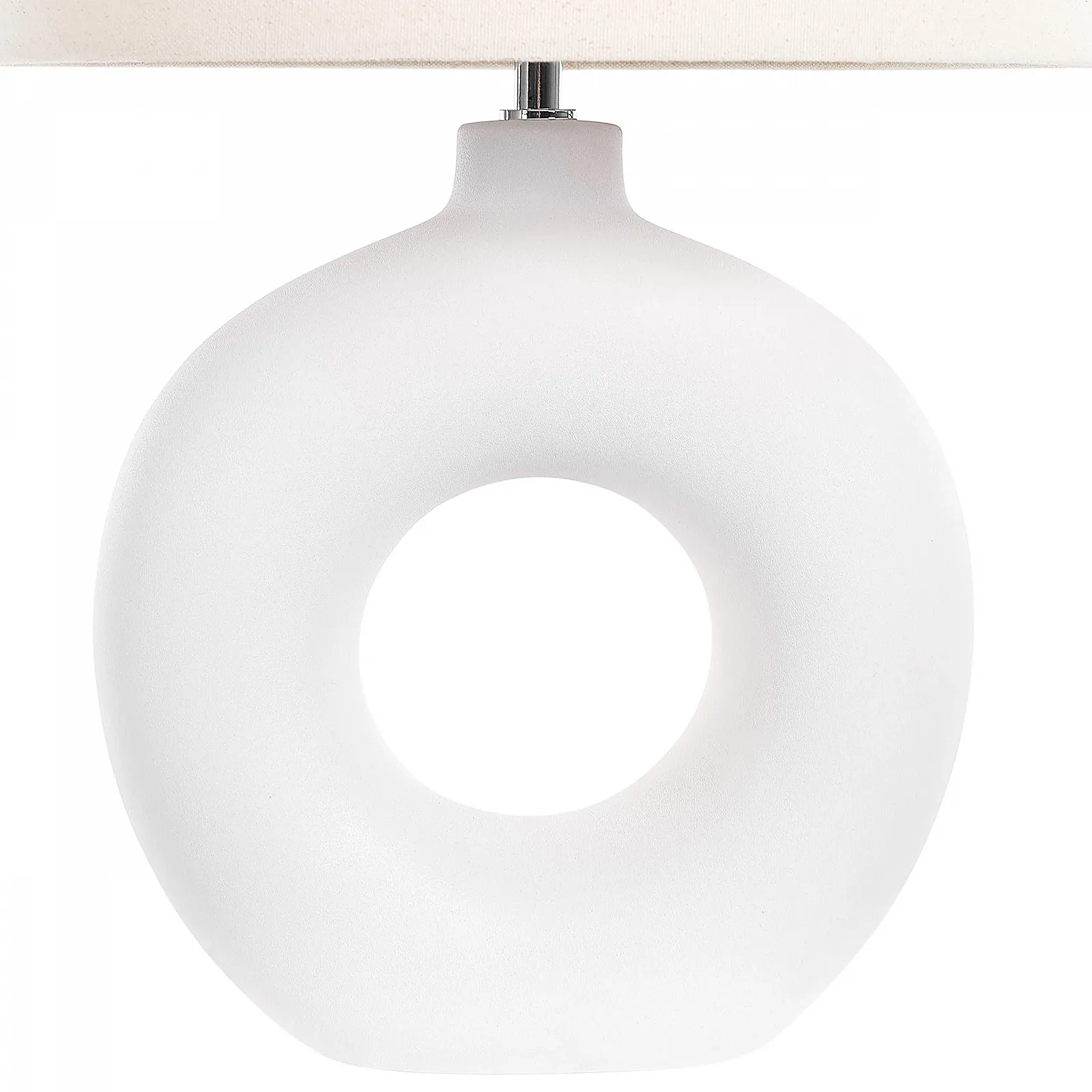 Настільна лампа Beliani Venta Кераміка Біла Абажур Світло-бежевий 56 см, фото №7