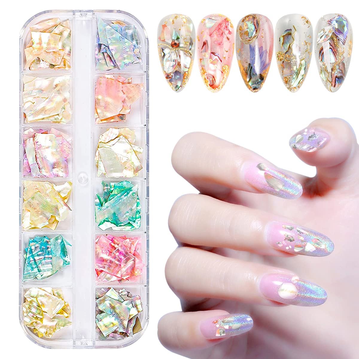 Нерегулярні Диски з Морського Вушка 3D Декор для Нігтів Шматочки Мушлі УФ Гель Пластівці Русалка Блискітки для Нігтів, фото №1