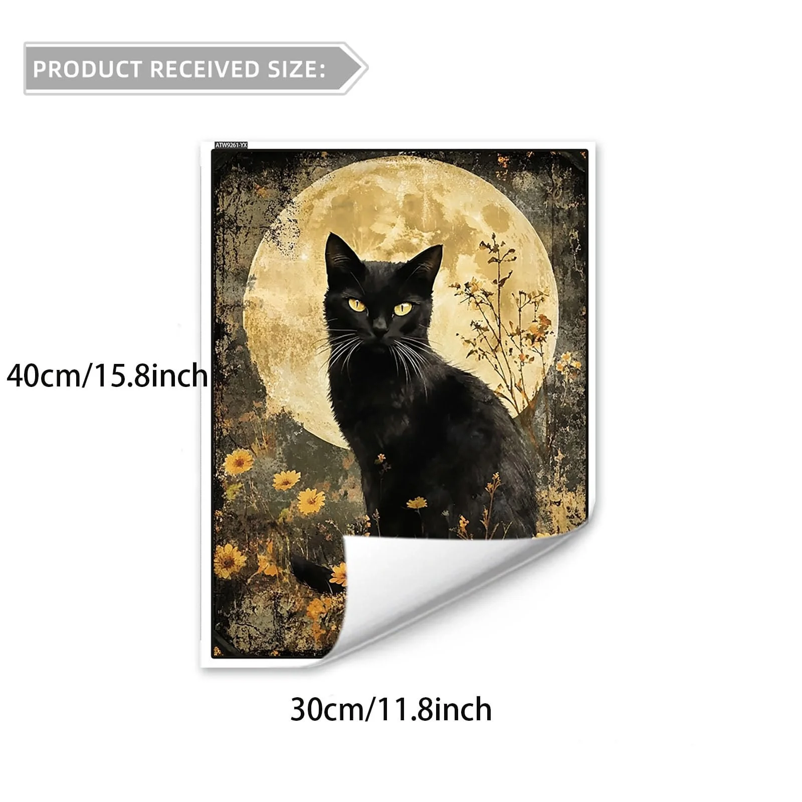 Наклейка на стіну OOTSR Black Cat Flowers Moon Вінілова Чорна, фото №3