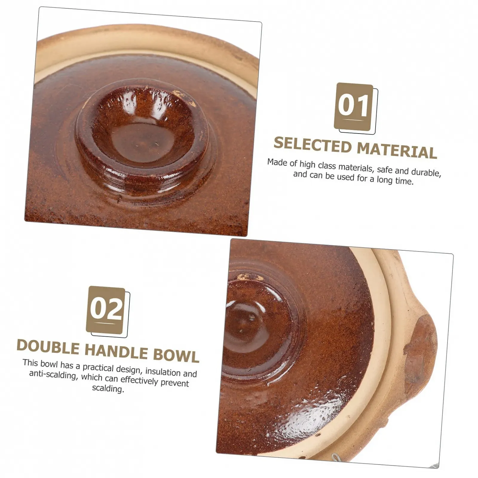 Глиняный горшок SOLUSTRE малый с ручкой для тушения супов и риса креативный дизайн, фото №7