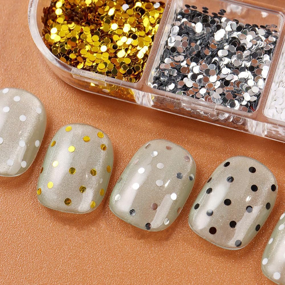 3D блискітки для нігтів Laser Mini Polka Dot, 6 сіток/коробка, фото №7