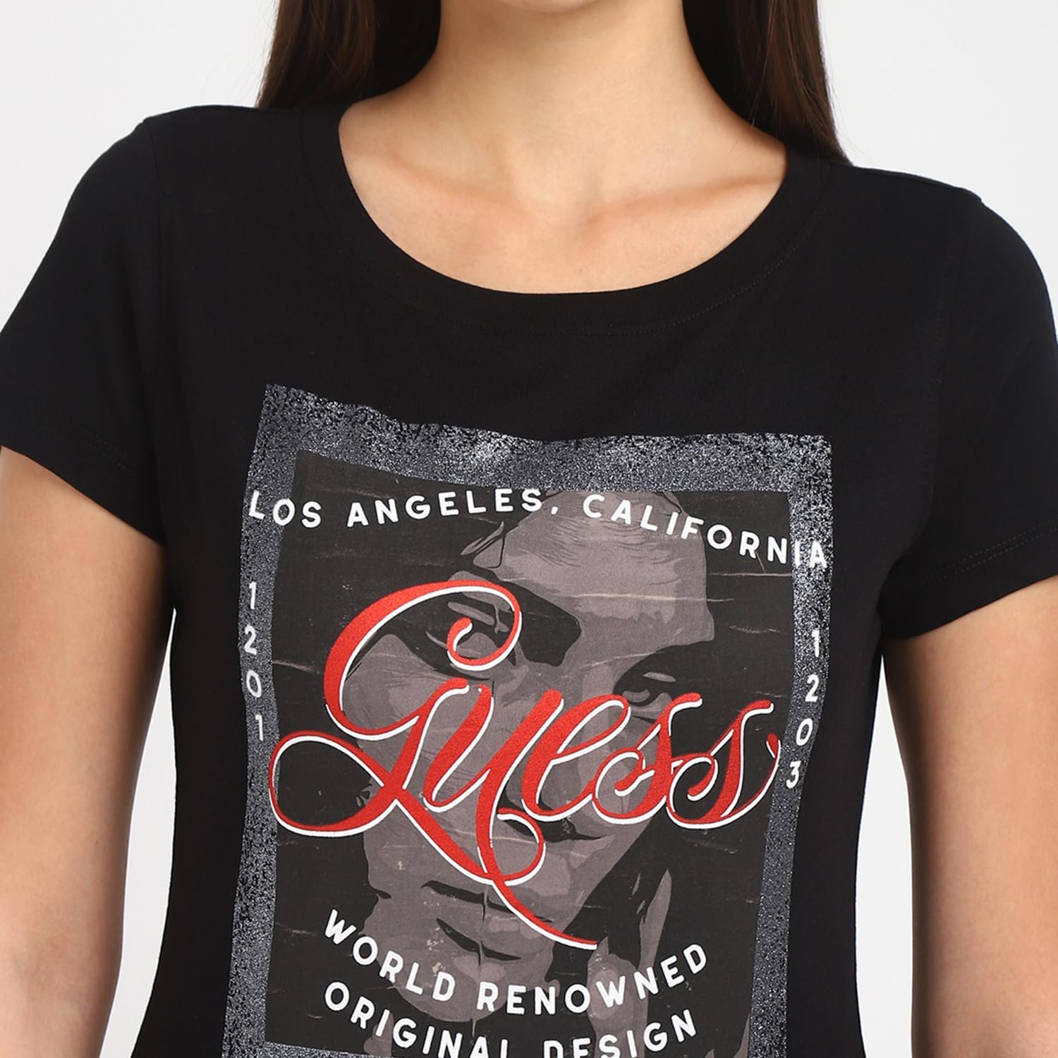 Жіноча футболка GUESS - Short Sleeve Crew Neck ADV Tee - Чорна - S, фото №7