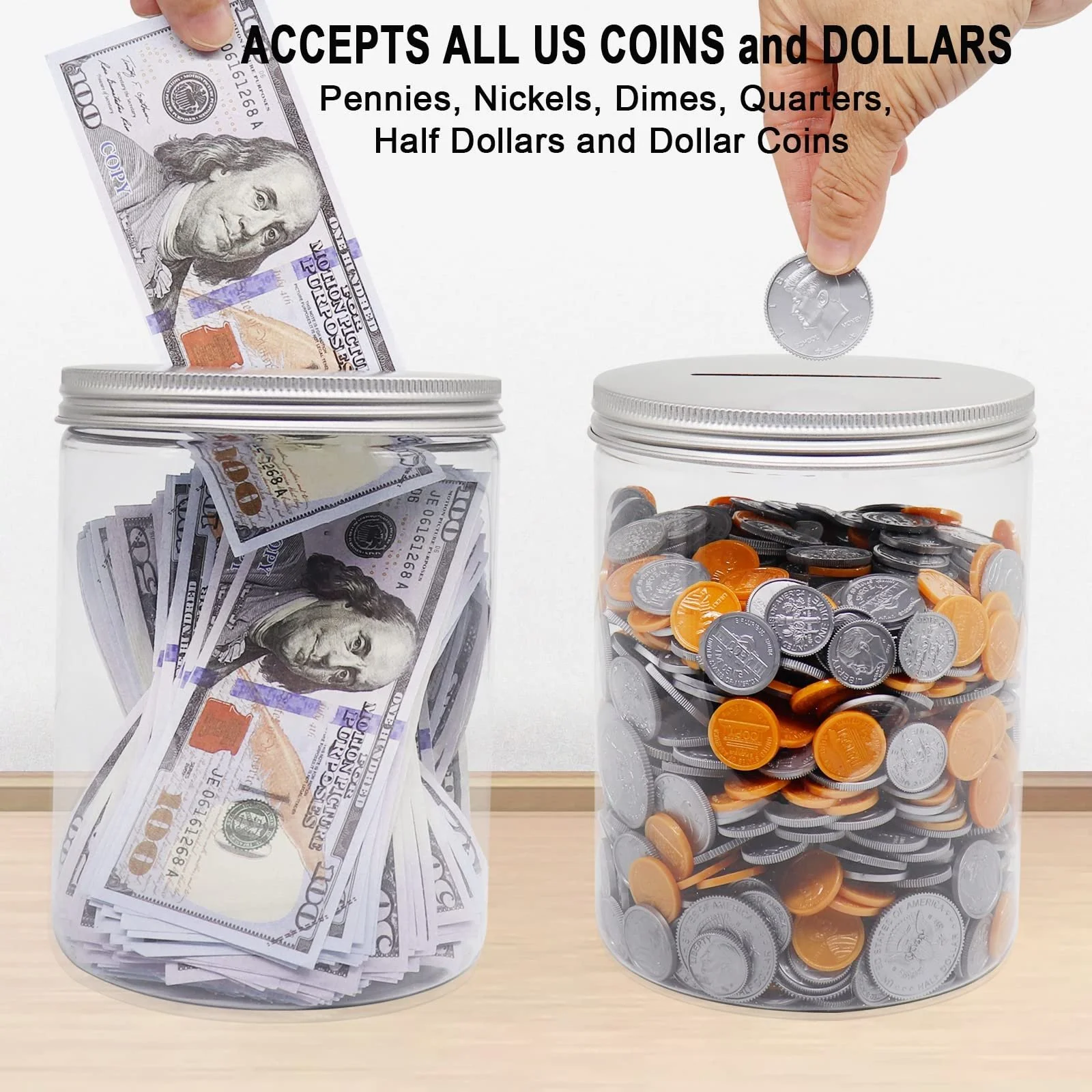 Скарбничка велика прозора пластикова 1.8 л Прозорий, фото №3