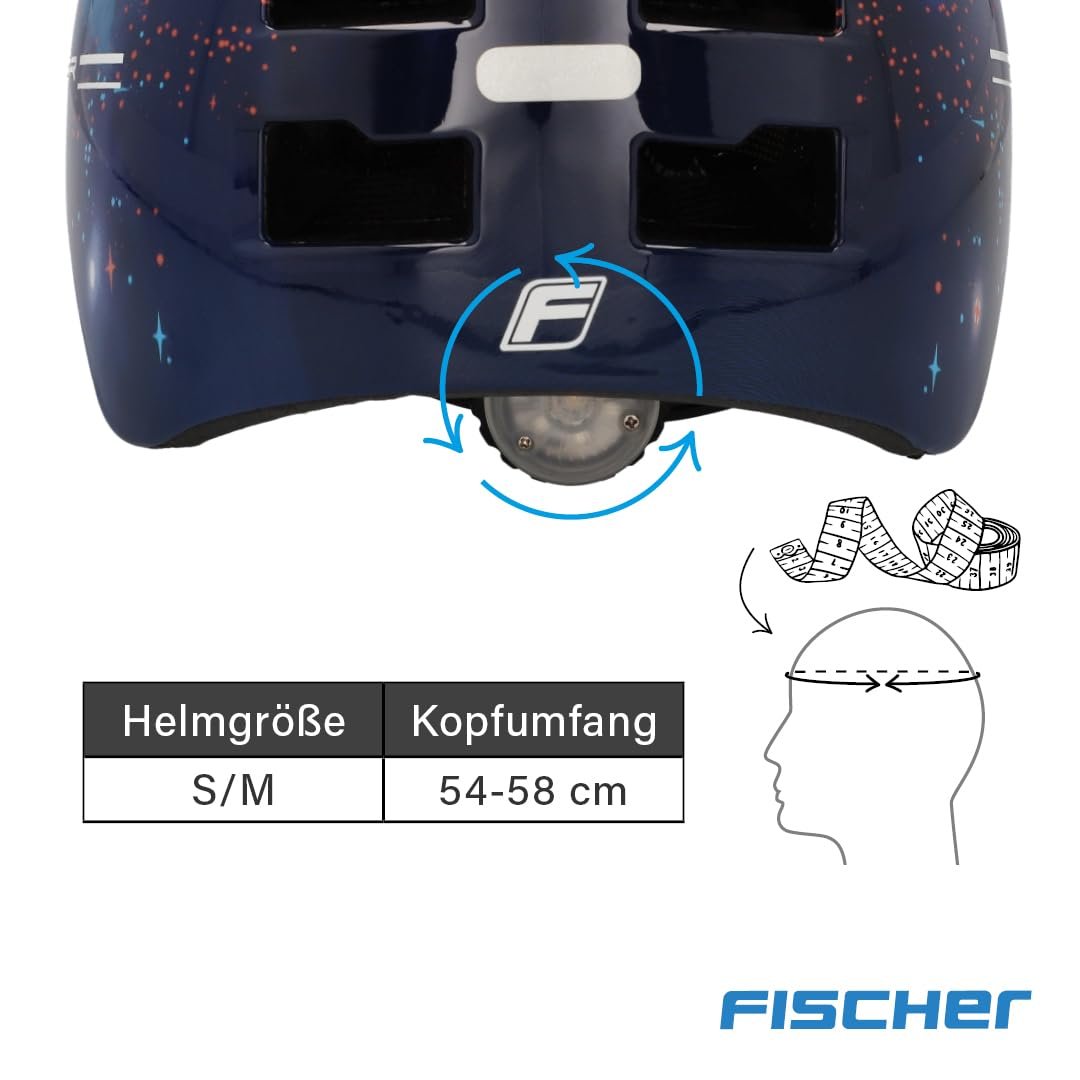 Шлем Велосипедный FISCHER BMX Dirt Bike Plus Universe S/M, 54-58 см, черный, с интегрированным светодиодным задним фонарем, фото №9