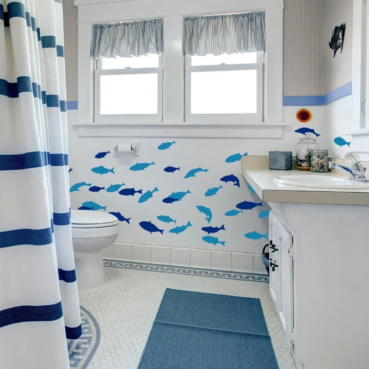 Набор наклеек на стену Fish 143 x 57 см Синий, фото №7