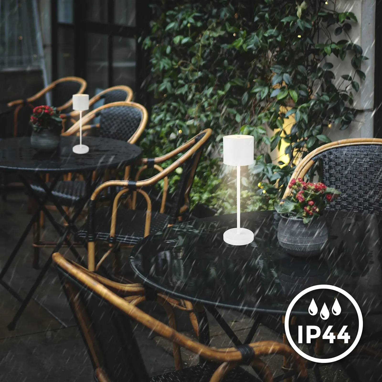 Світлодіодна настільна лампа B.K.Licht бездротова IP44 зі ступінчастим димуванням змінна батарея 39,5 см біла, фото №8