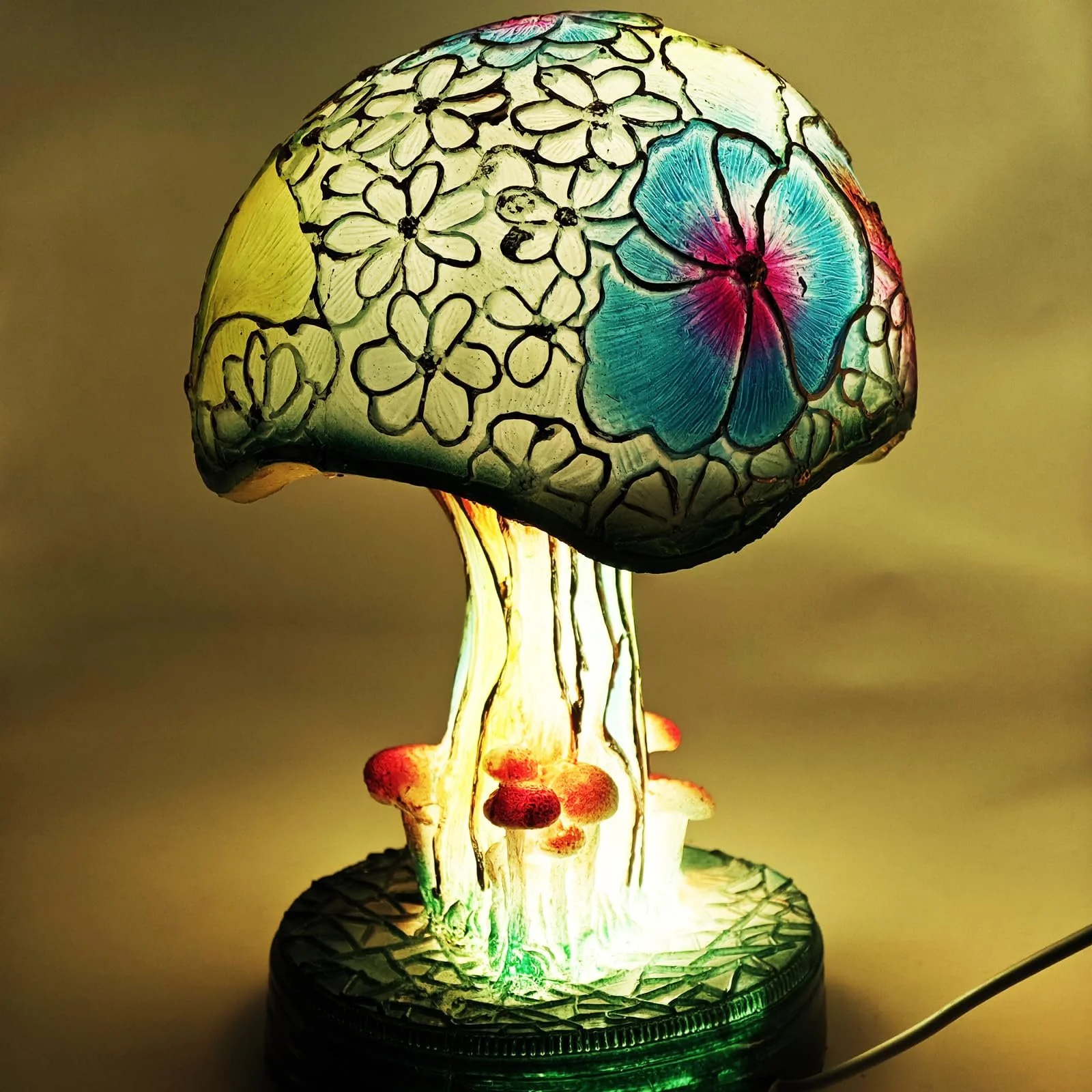 Настільна лампа Vintage Серія рослин із полірезину Гриб 20 см ретро багатоколірна, фото №2