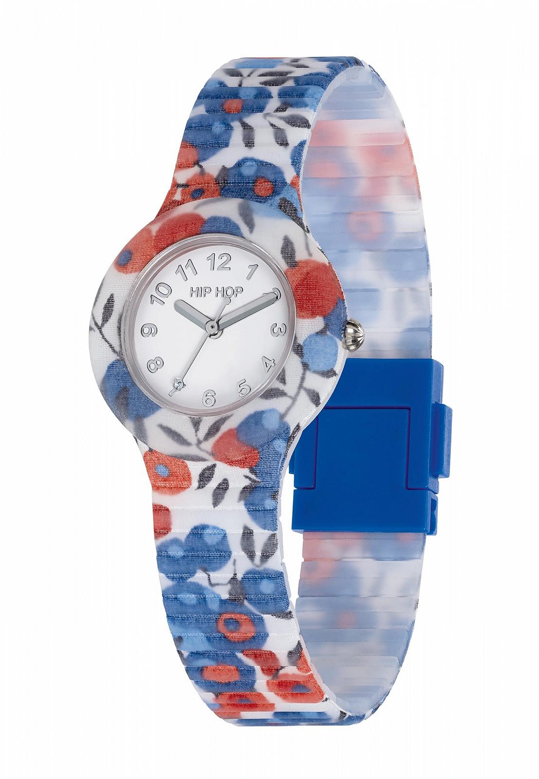 Жіночий годинник HIP HOP Колекція Berry & Blossom Силіконовий і тканинний ремінець Liberty London Квітковий візерунок Водонепроникний, фото №1