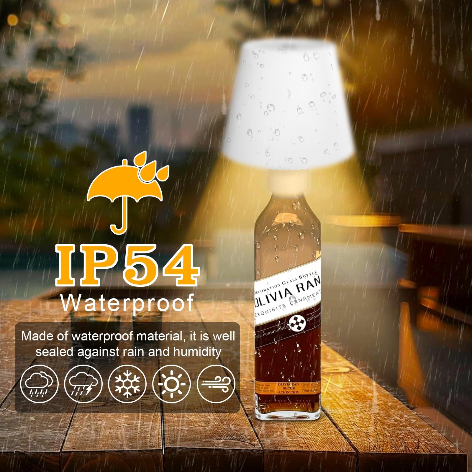 Лампа для пляшок LED White акумуляторна, з регулюванням яскравості, сенсорна, 3 режими, водонепроникна, металева., фото №4