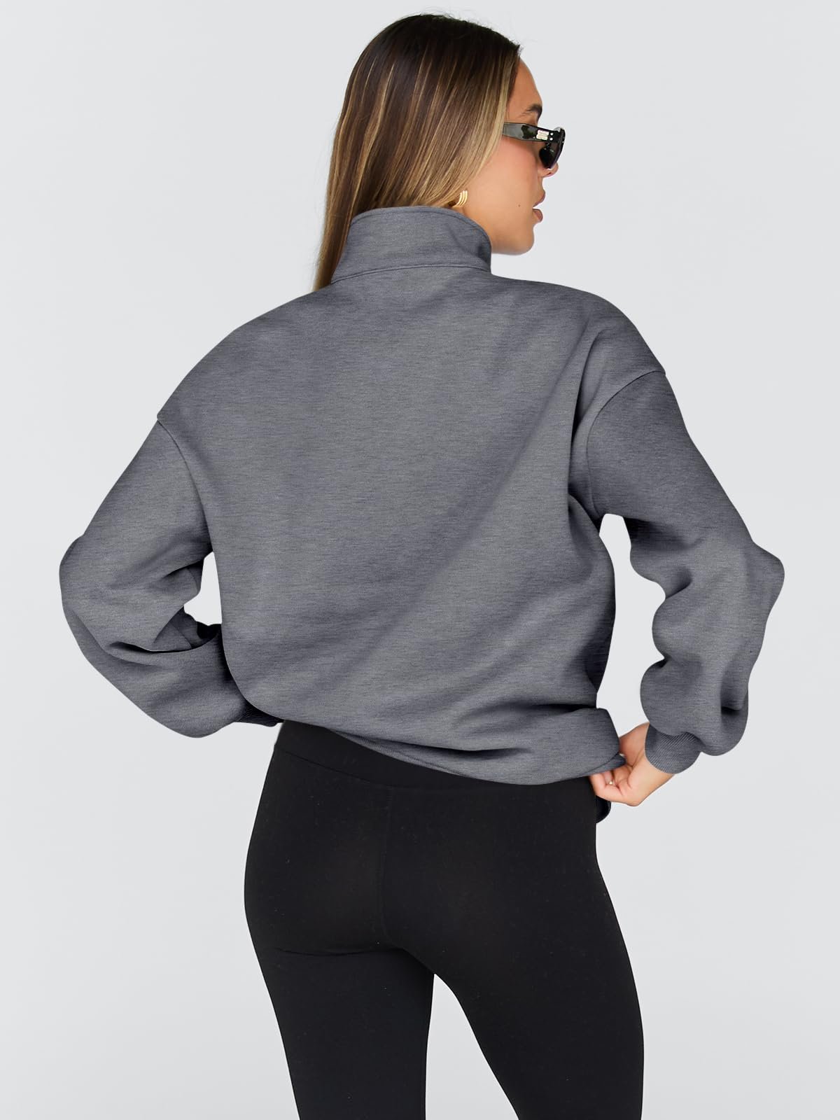 Свитшот Trendy Queen Женский Оверсайз Молния 1/2 Длинный Рукав Худи Пуловер Осень Y2K, фото №5