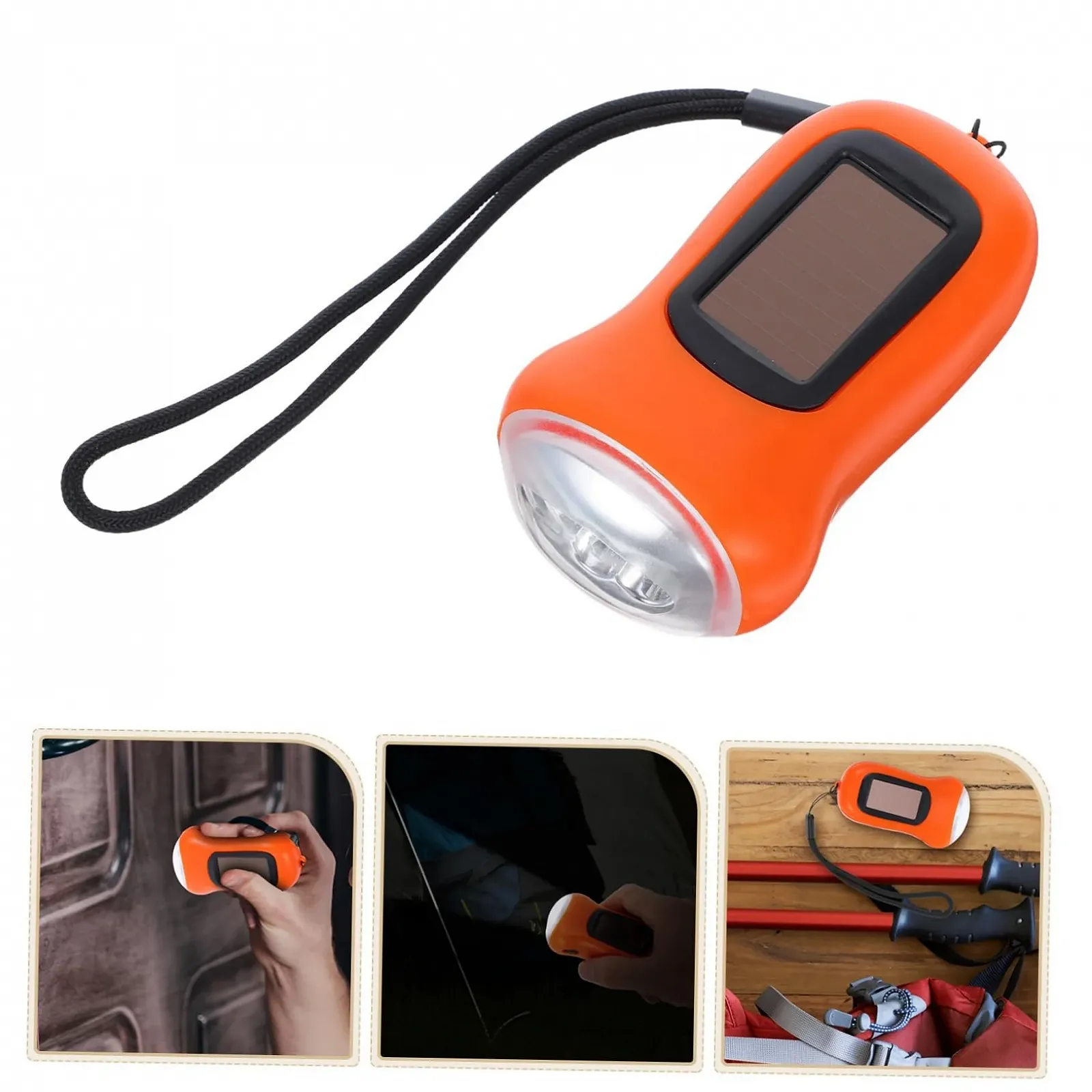 Ліхтар ручний з сонячною зарядкою, помаранчевий, фото №8