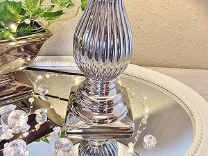 Настільна лампа DRULINE Steffi KE-001TL Керамічна Сріблясто-чорна synthetic.ua - Фото 1