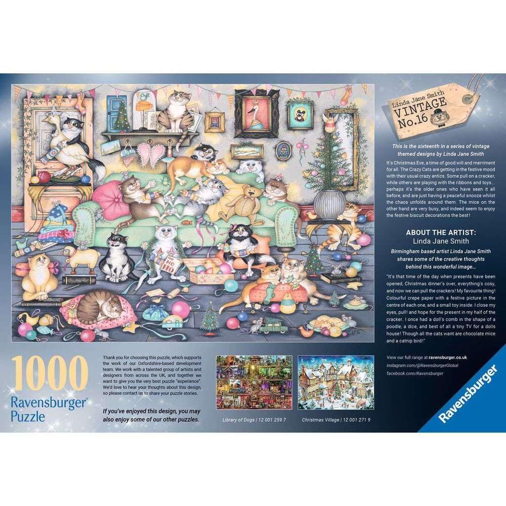 Пазл Ravensburger Crazy Cats Vintage No. 16 Christmas Cookies 1000 элементов для взрослых и детей от 12 лет, фото №2