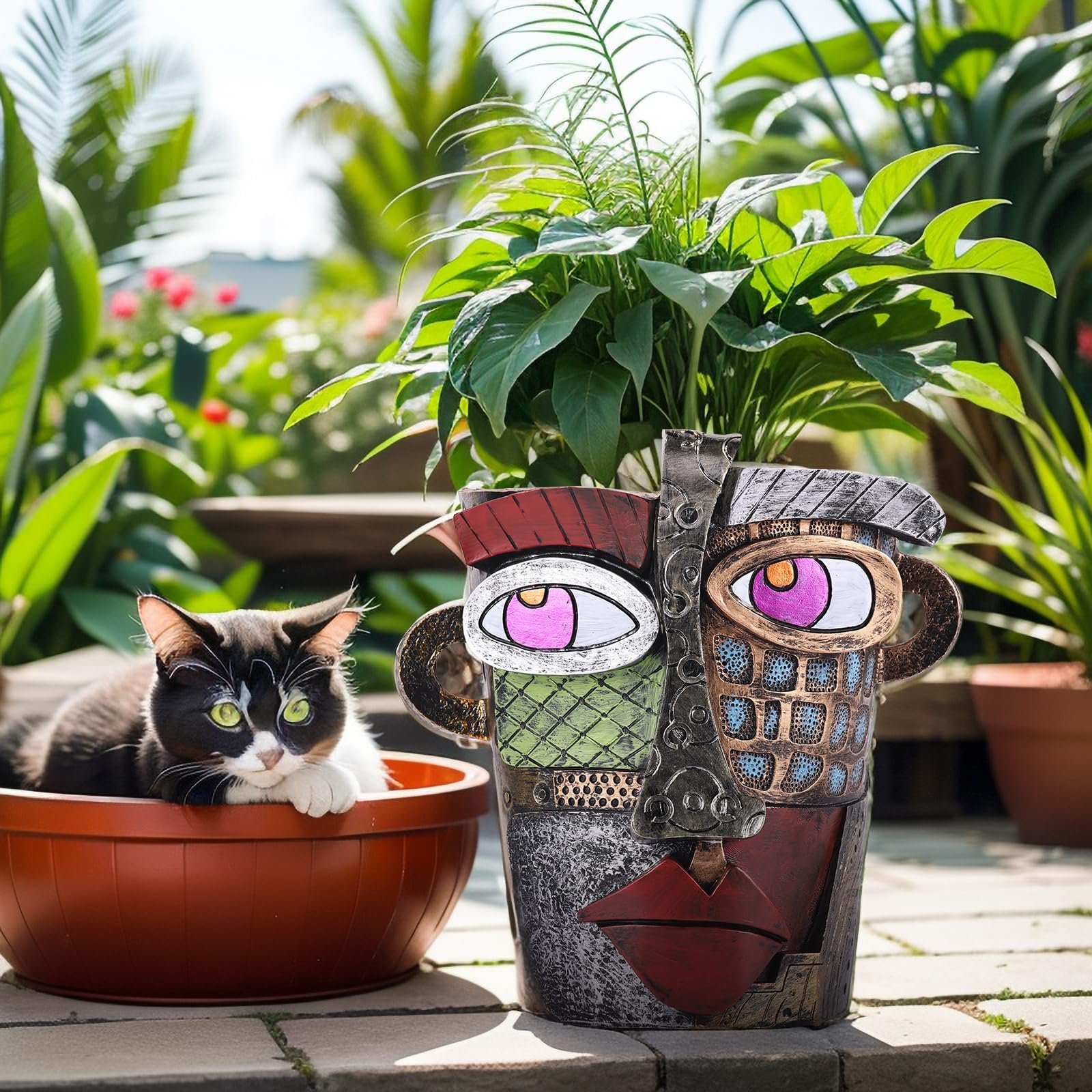 Горщик для квітів Обличчя 18,5 см Резин Retro Graffiti, фото №5