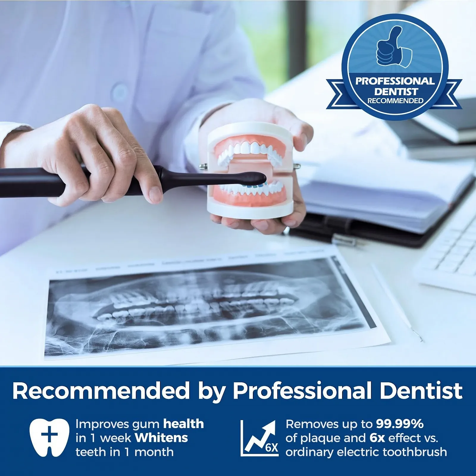 Звуковая электрическая зубная щетка 40 000 кол/мин 5 режимов Black, фото №9