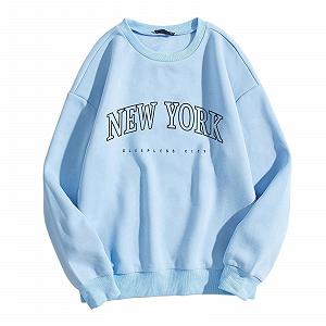 Женский Свитшот 2025 New York с графическим принтом букв Y2K, круглый вырез горловины, модный, большой, удобный, для занятий спортом, трендовый, милый, готический, Backwoods, осенний - Фото 1