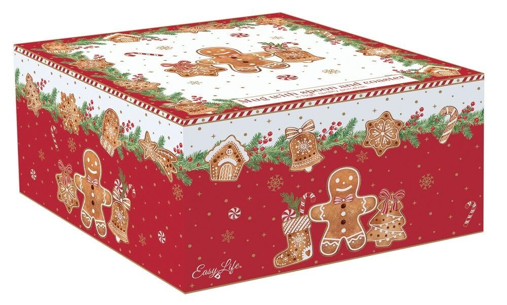 Набір чашок з порцеляни Easy Life FANCY GINGERBREAD 350 мл з ложками та підставками в кольоровій коробці, фото №2