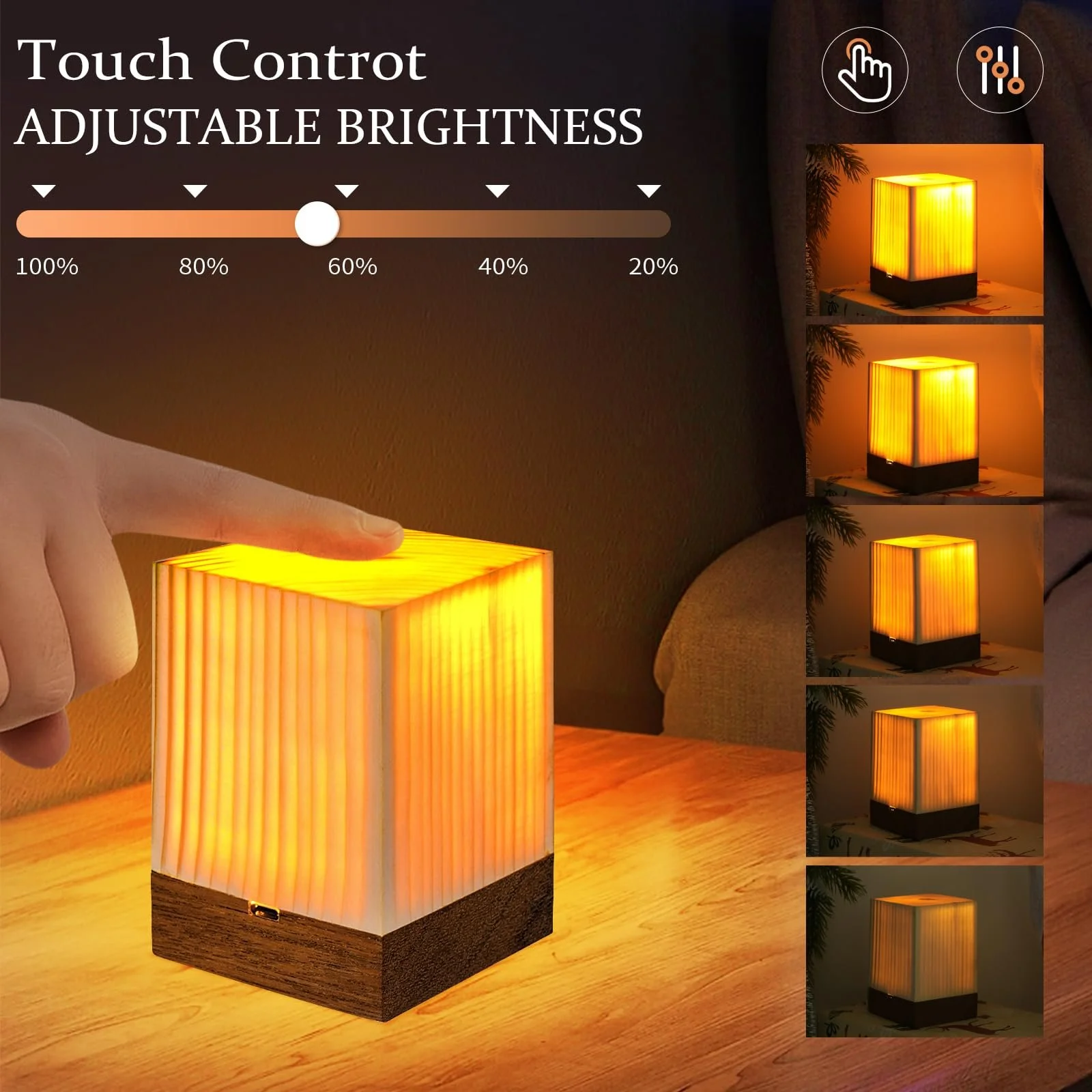 Нічник Настільна лампа Сенсорна Димована Акумуляторна USB Портативна, фото №4