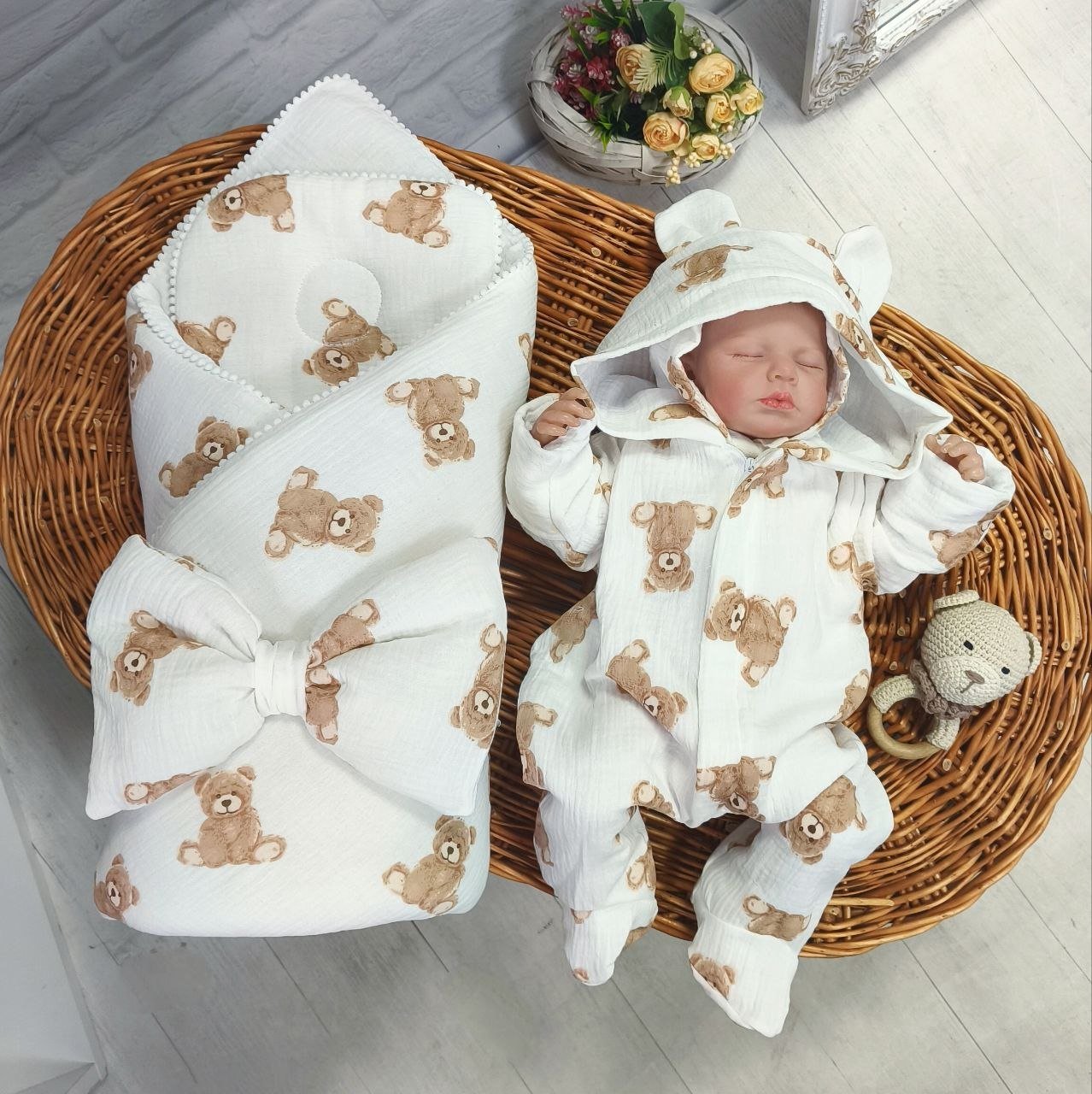 Демисезонный-летний набор для новорожденного, белый, фото №1