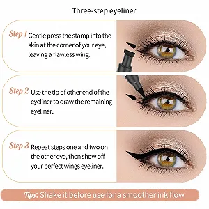 Підводка для очей з двома наконечниками, рідка, стійка, водостійка, не розмазується, для ідеального макіяжу "котяче око" для всіх форм очей synthetic.ua - Фото 1