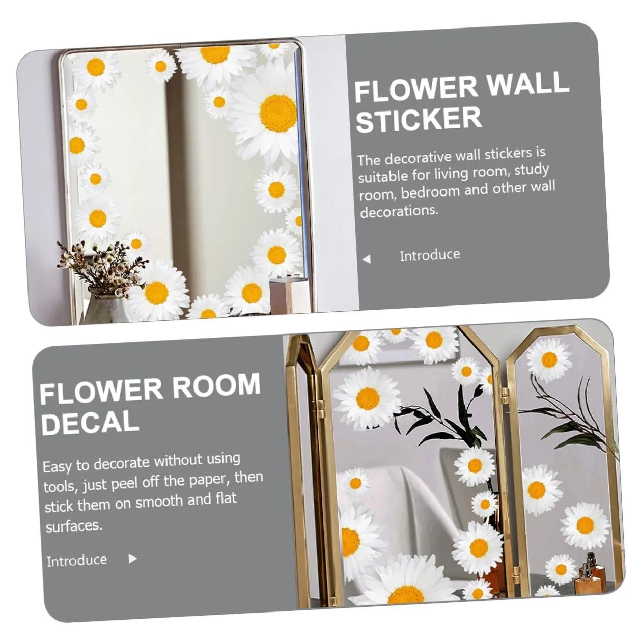 Наклейка на стіну White Small Flowers Квіти Самоклеюча Білий, фото №4