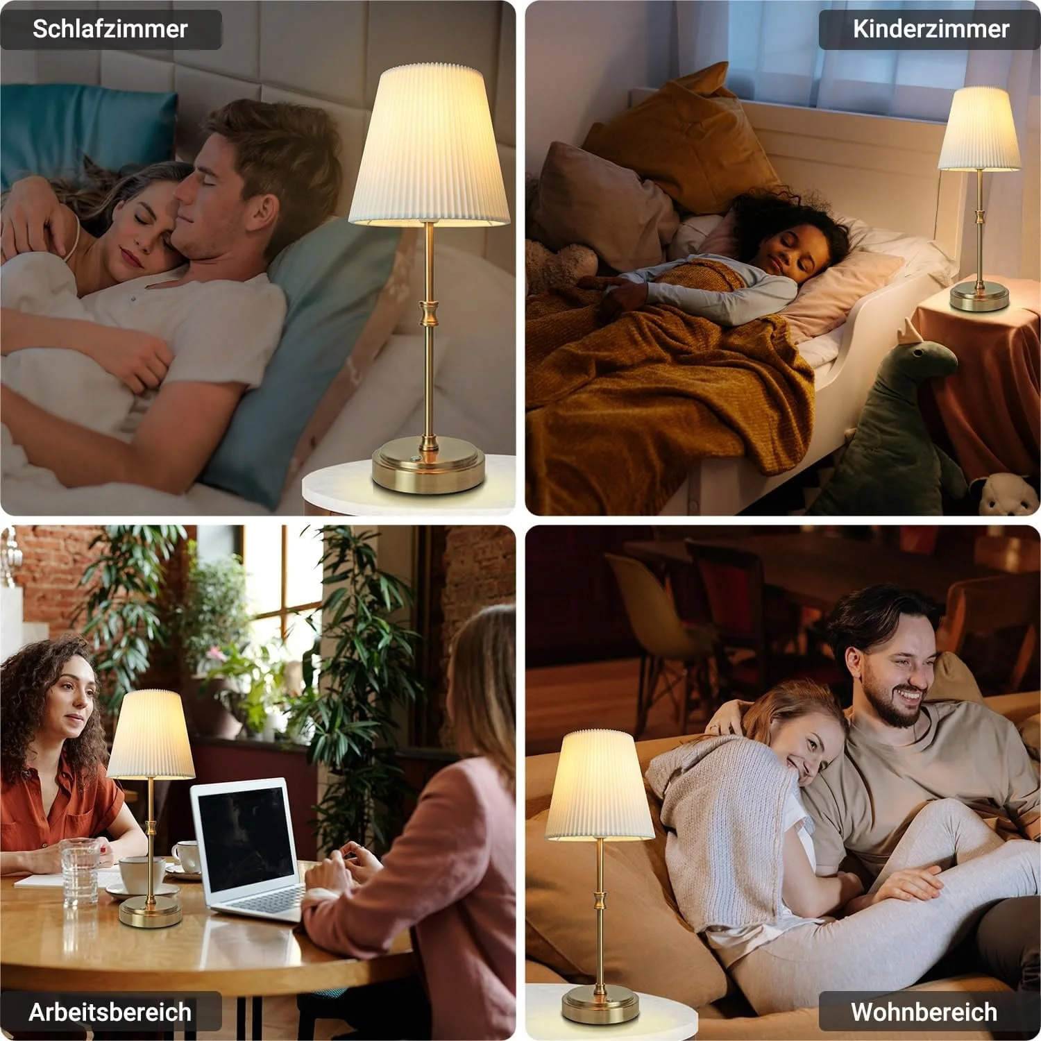 Бездротова настільна лампа Диммована Сенсорна 5000 мАг 38 см з тканинним абажуром, фото №6