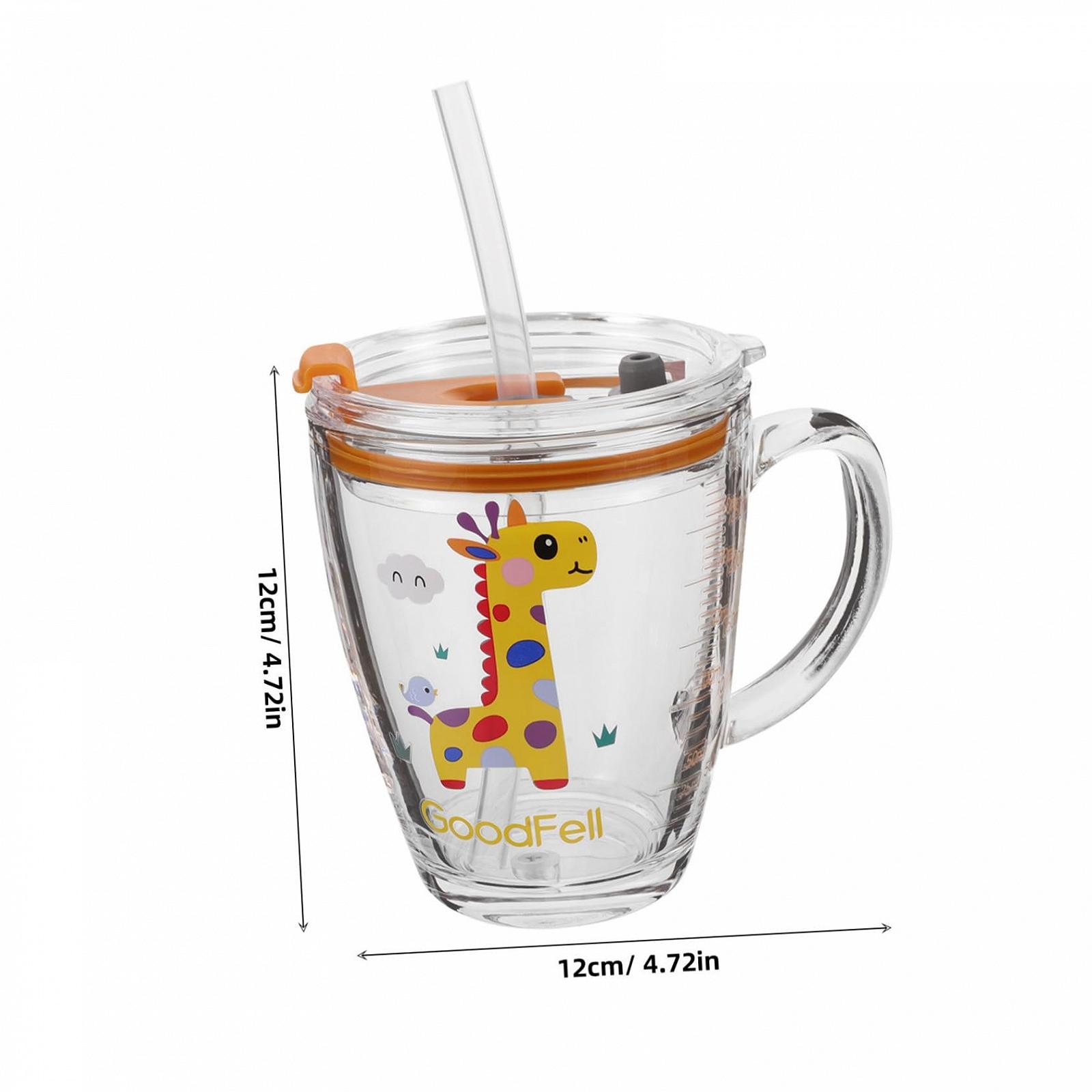 Дитяча склянка Luxshiny з ручкою для молока та соку з кришкою та соломинкою, мультяшний дизайн, термостійка, фото №2 Дитяча склянка Luxshiny з ручкою для молока та соку з кришкою та соломинкою, мультяшний дизайн, термостійка, фото №2