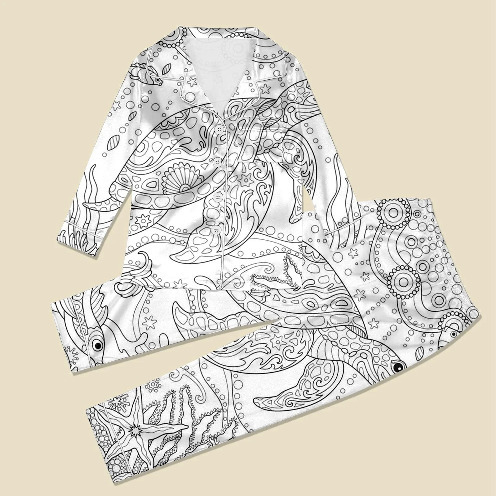 Дитяча піжама для розфарбовування з білим мультяшним принтом Art Dyeing DIY, комплект для ручного розпису, фото №6