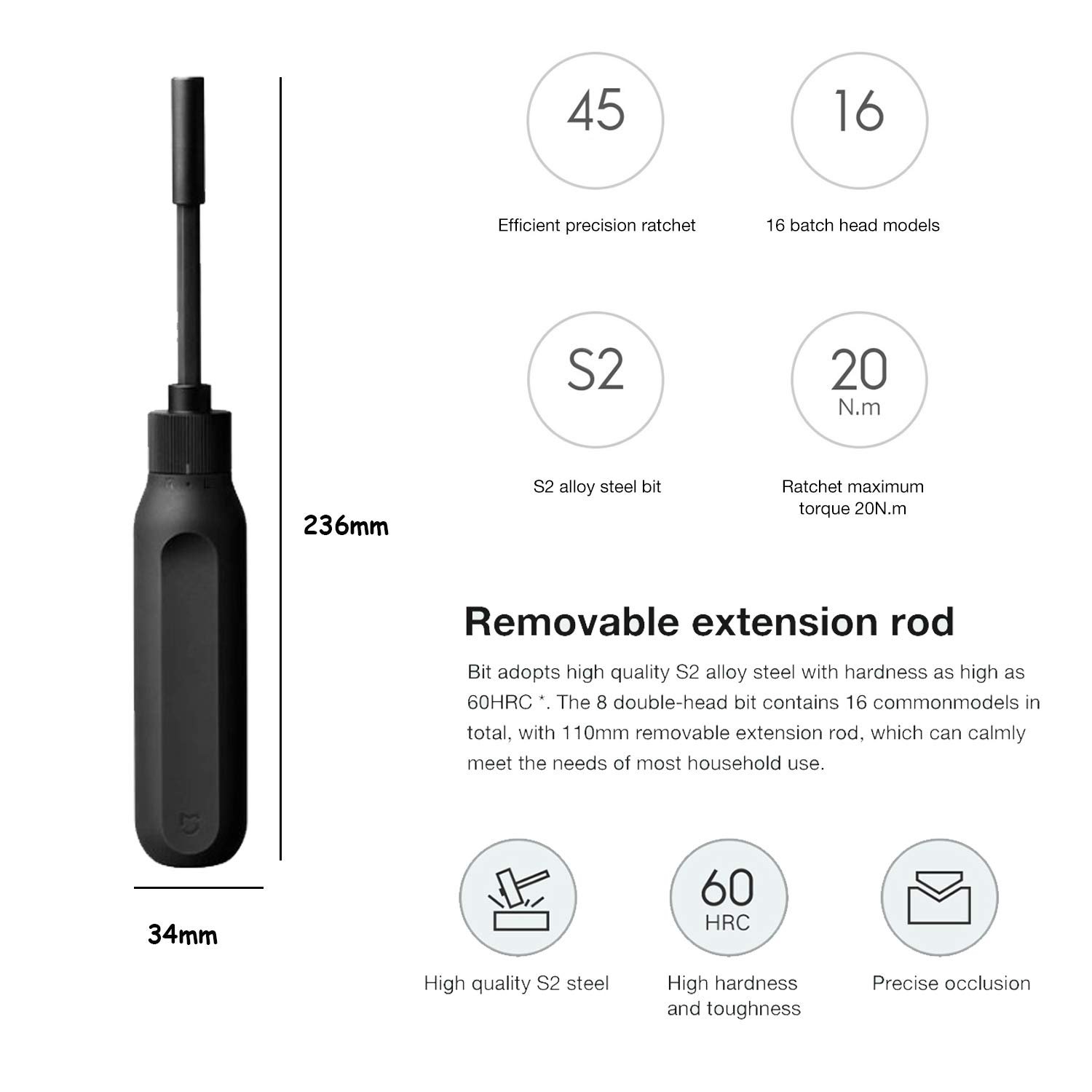 Викрутка Mijia 16-в-1 Ratchet Screwdriver високої точності з картриджами, фото №6