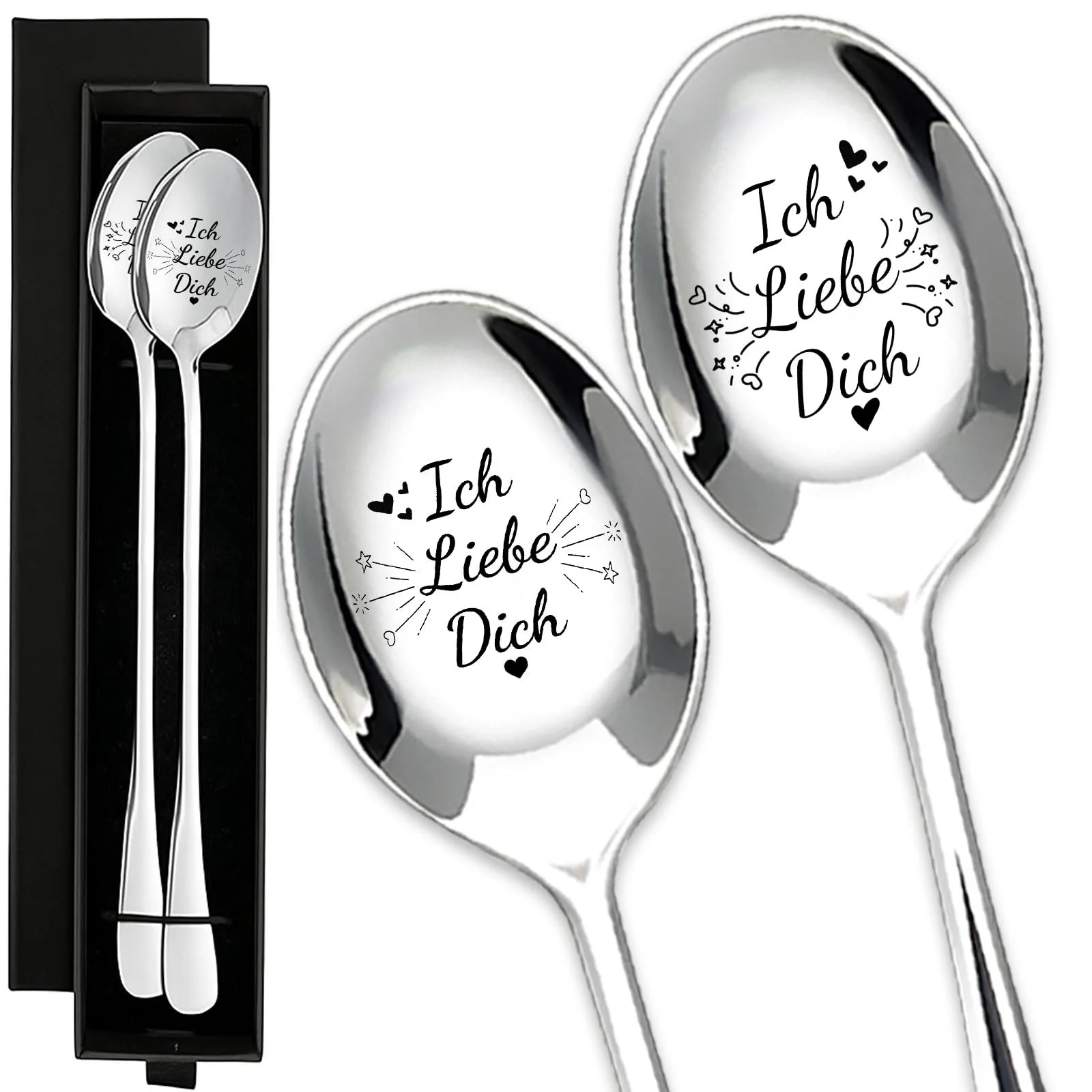 Набір супових ложок Wedding, 2 шт., Срібна гравірована ложка, фото №1