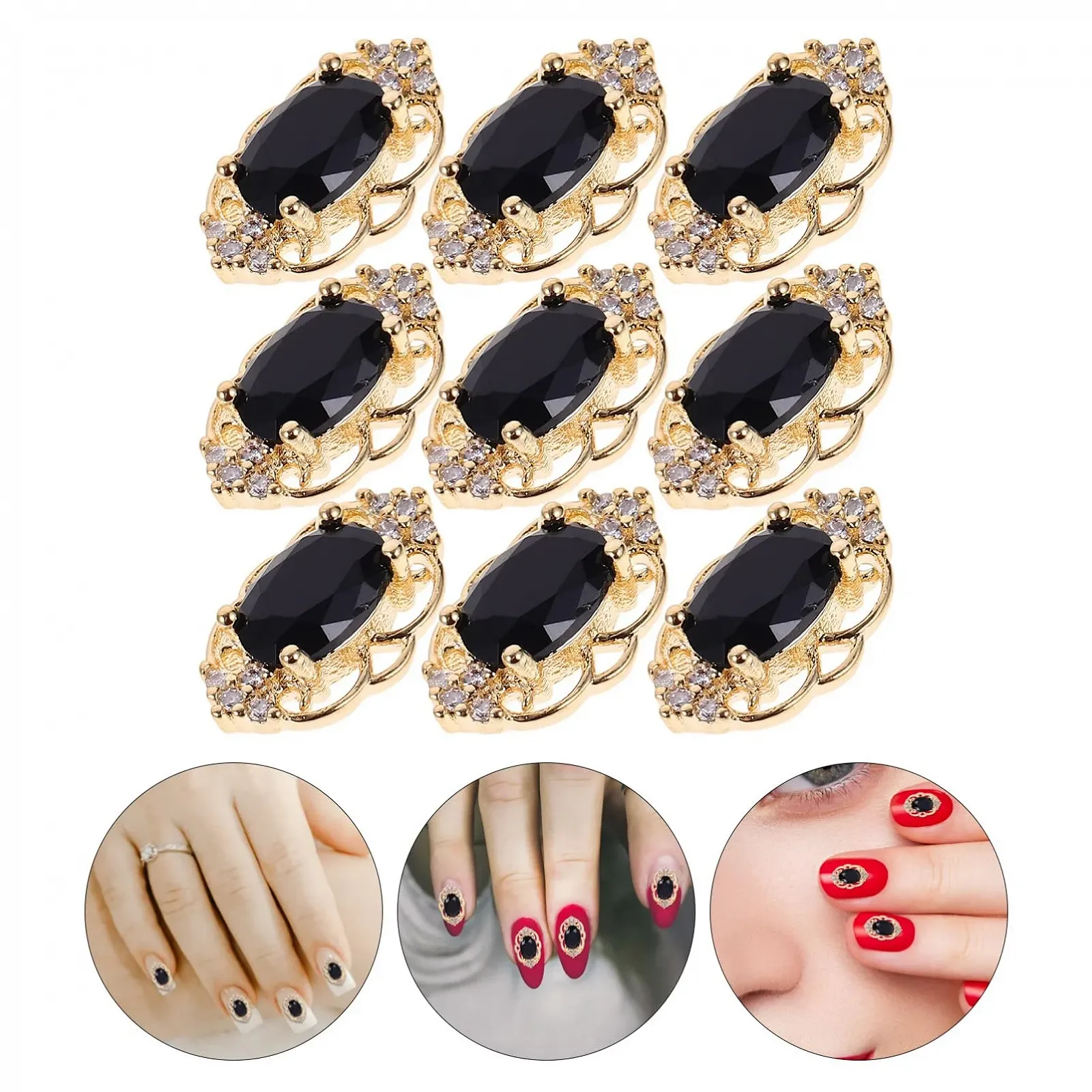 Украшение для ногтей FRCOLOR, 10 шт., Темные металлические самоцветы, мелкие украшения для ногтей, подвеска для маникюра, аксессуары для ногтей Miss Rhinestones, Хэллоуин, фото №5