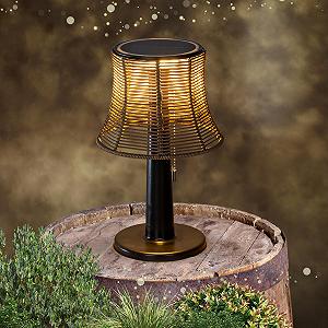 Настільна лампа LED Solar Rattan Look Wireless Portable 10 LED IP44 Black - Фото 1