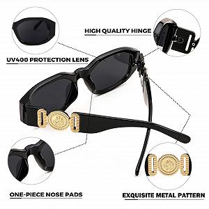 Сонцезахисні окуляри FEISEDY Вінтаж Прямокутні Жіночі Ретро 90-х synthetic.ua - Фото 1