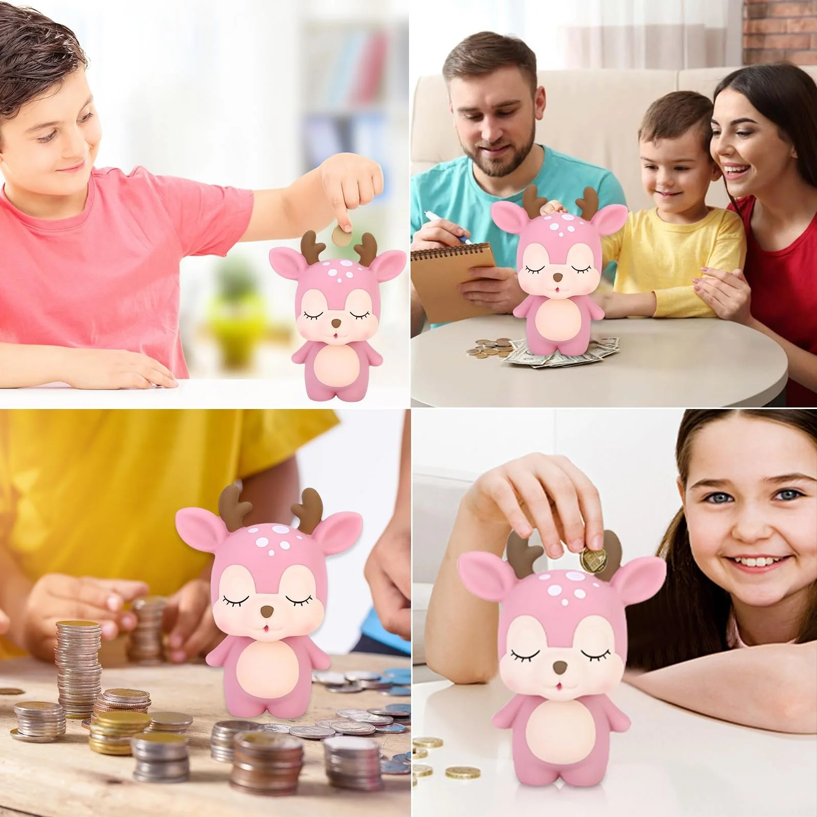 Скарбничка Deer PVC Рожева 10х15.4х19.3 см, фото №4